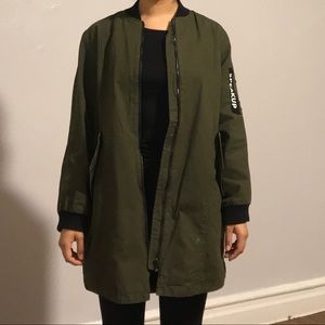 Zara Long Bomber Jacket
